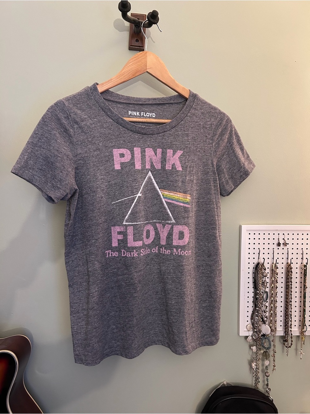 Pink Floyd Gray Crew Neck Band Tee with White Print